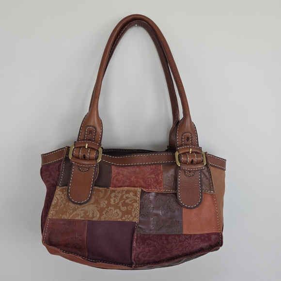 Fossil Handbags - Vintage Fossil Patchwork Leather Shoulder Bag in Warm Tones